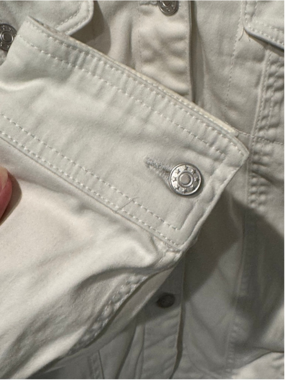 Women's Y2K A.M.I. White Stretch Jean Jacket S - Picture 3 of 9